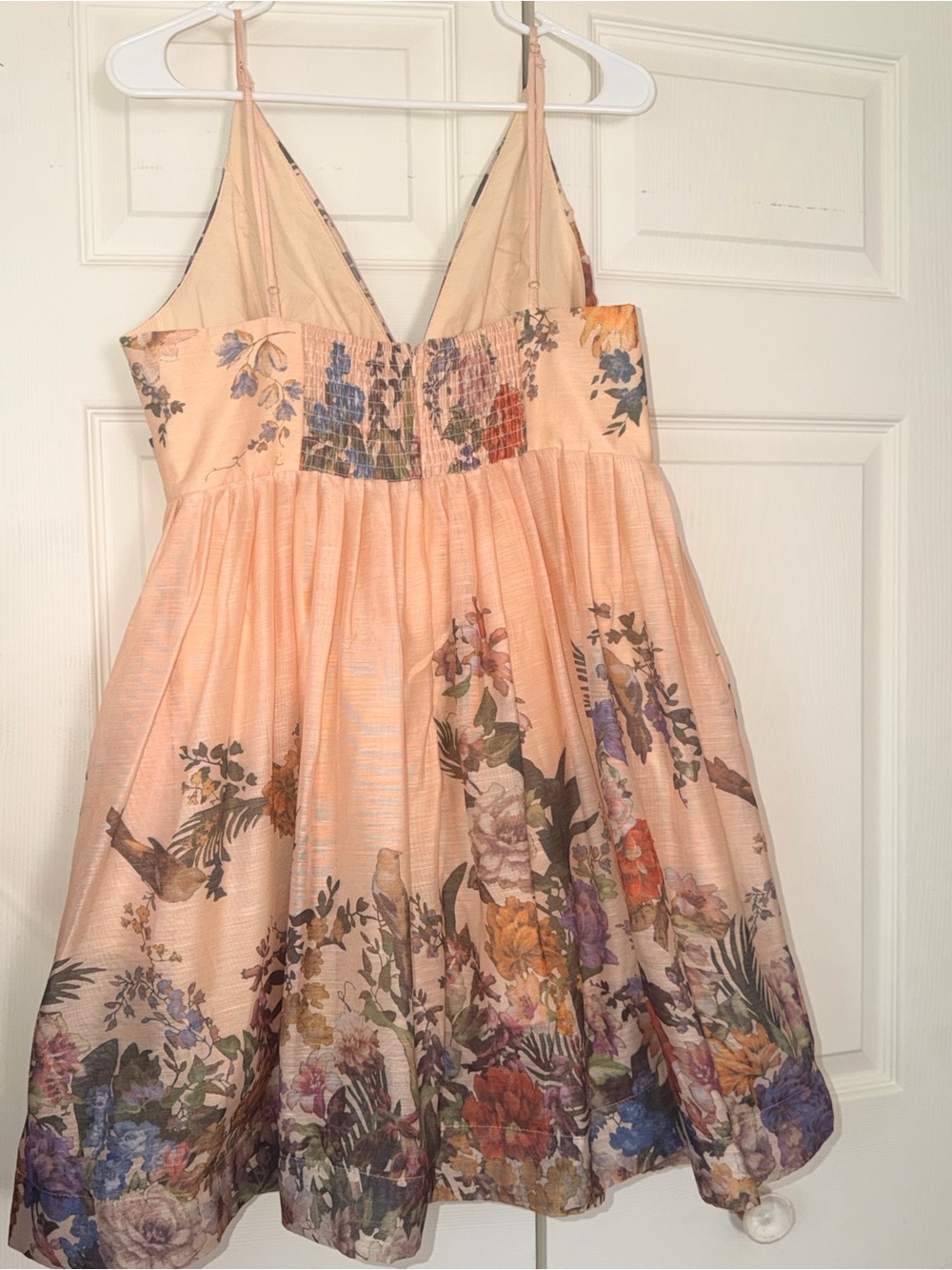 Floral Peach Spaghetti‑Strap Mini Dress